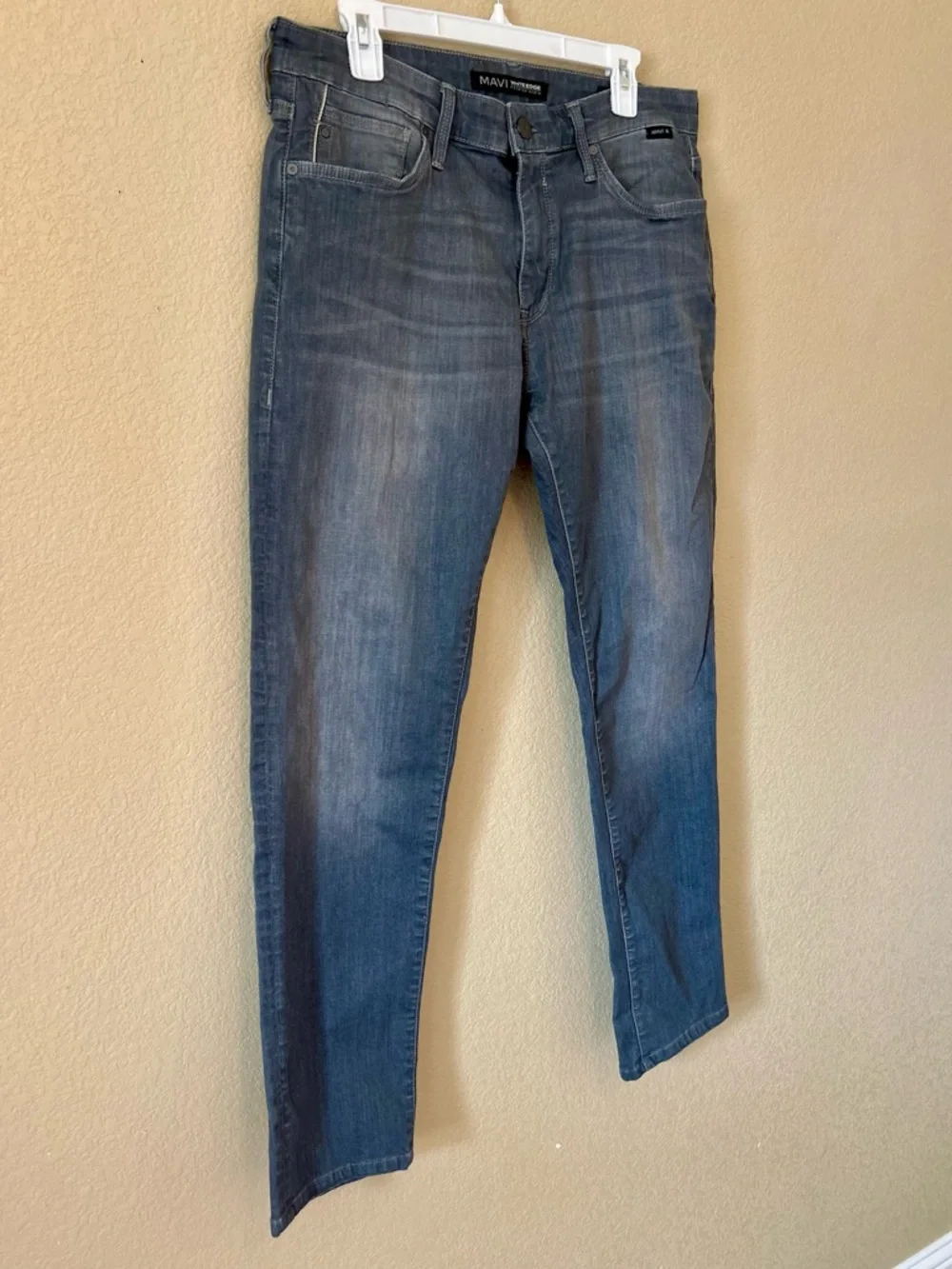 Mavi White Edge Men's Jake Slim Straight Jeans in Washed Grey 34/34 Whiskering - Picture 3 of 11